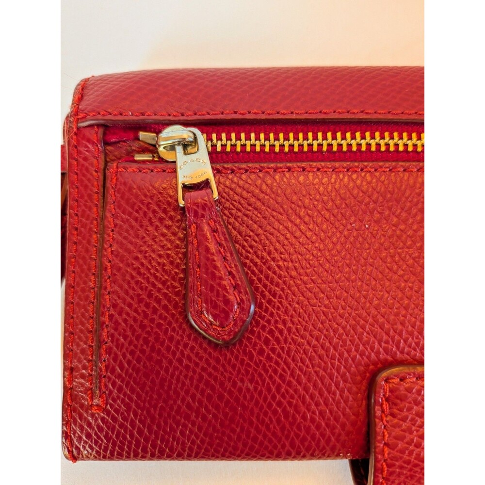 COACH F53977 True Red Crossgrain Pebbled Leather Phone Case Wallet Wristlet - Picture 3 of 8